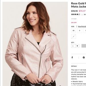Torrid 3x rose gold zipper jacket moto